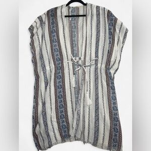 Easel Boho Geometric Kimono • Tie Waist Duster • Coastal Festival